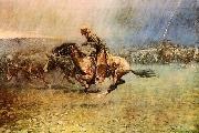 Frederick Remington The Stampede oil